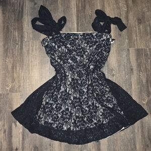 Trixxi Black Lace Fit & Flare Dress Nude Lining Size L